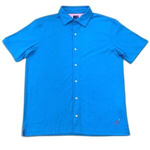 $90 Michael's Swimwear NWT Men's Size M Stretch Solid Blue Polo Shirt Peru
